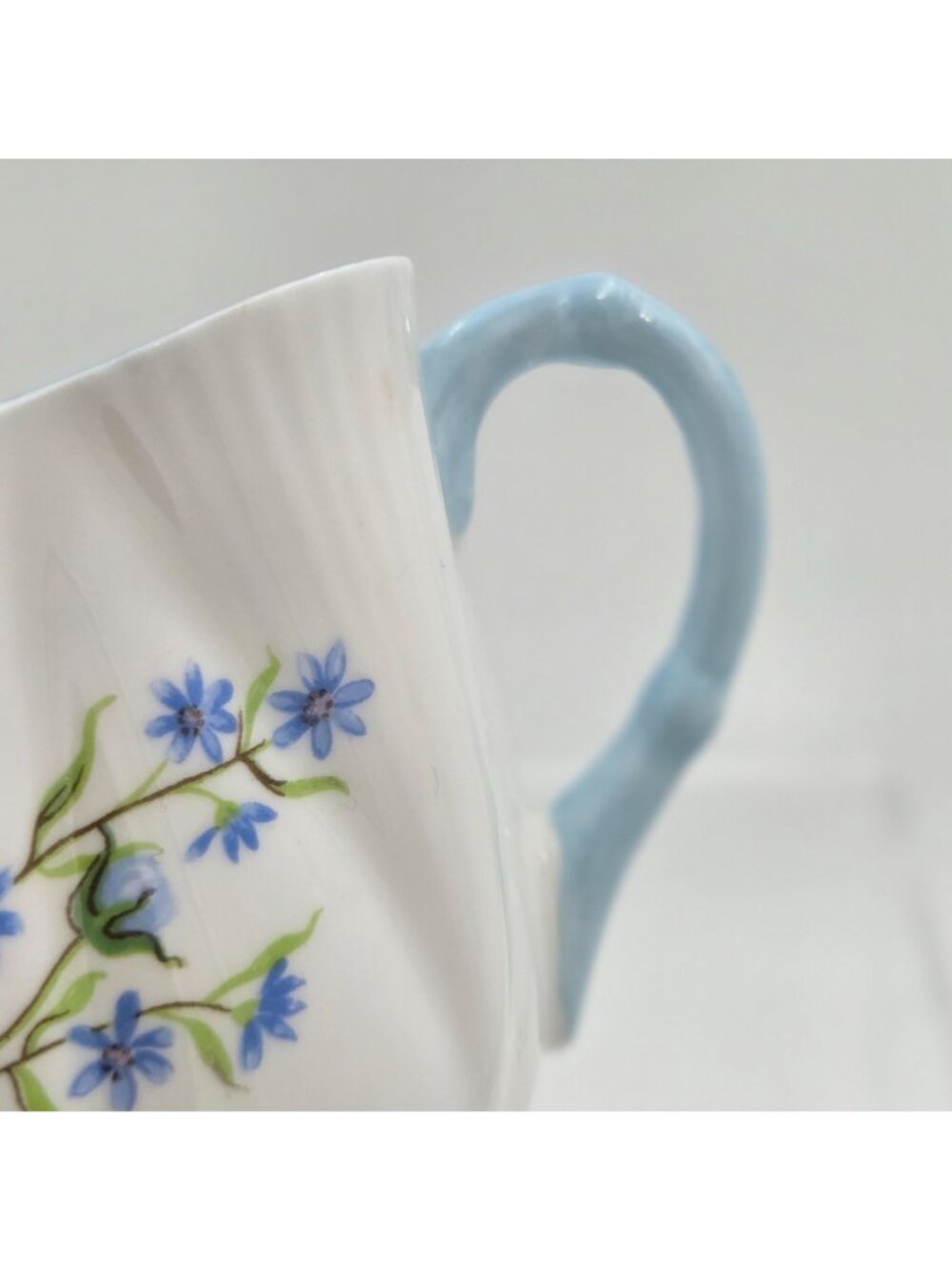 Shelley Blue Rock Dainty Set of 2 Flat Cup and Saucer Set Blue Trim Bone China - Picture 11 of 13